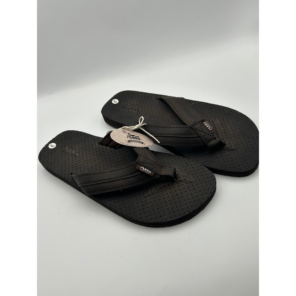 Air Balance Mens Flip Flop Sandals Brown Thong Summer Beach Shoes Size 9